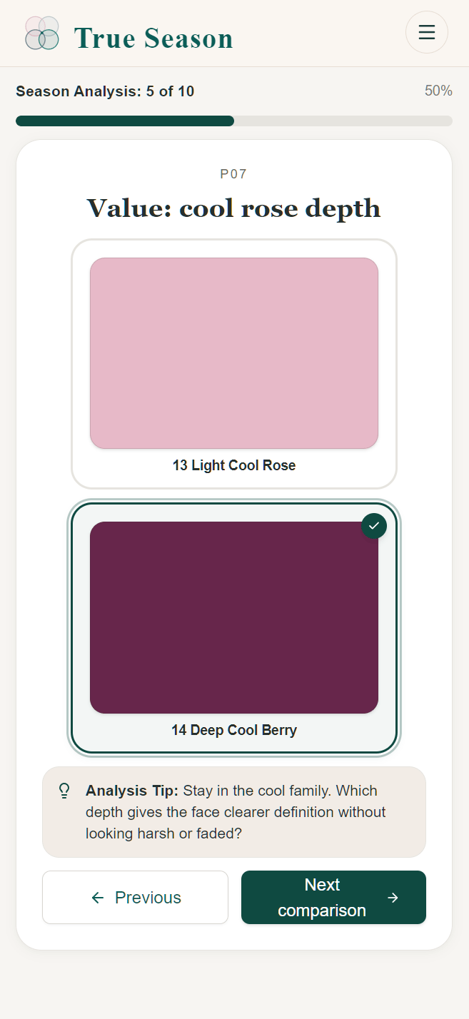 Mobile guided color analysis comparison