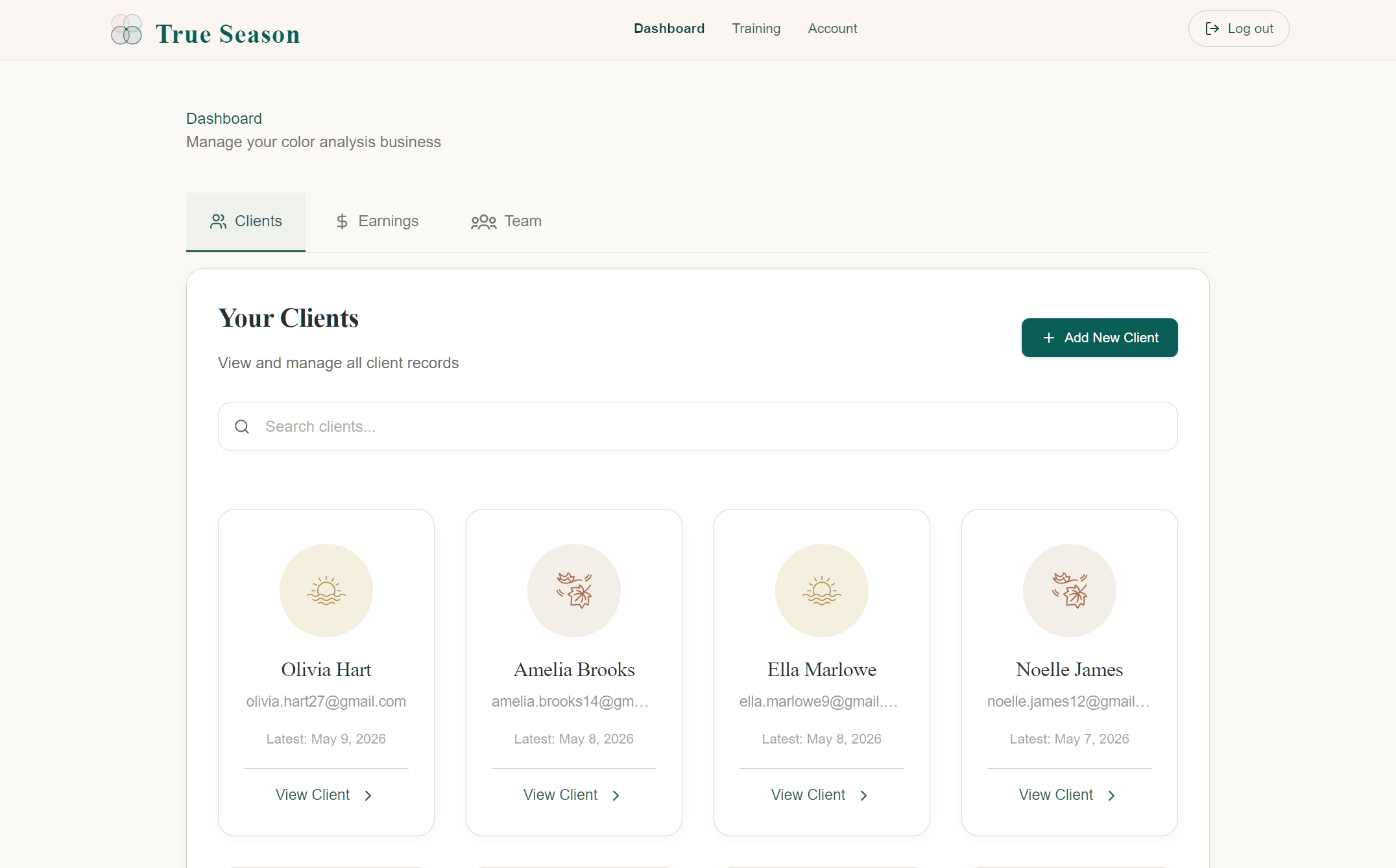Stylist dashboard with client records